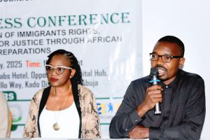 CESDA’s Executive Director speaking at the press conference